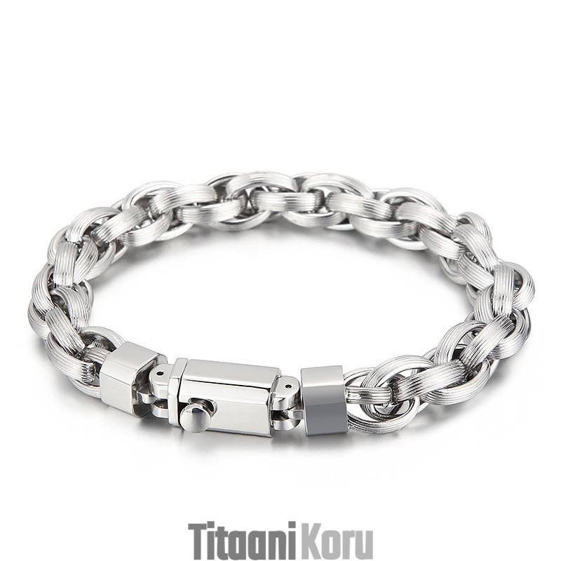 Muoti Tyhjiöpinnoitus Snap Button Double Ring O -Rannekoru Miehille Muoti Tyhjiöpinnoitus Snap Button Double Ring O -Rannekoru Miehille