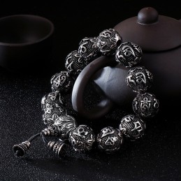Miesten Titaanista Valmistettu Muotikoru, Kuusi Totuuden Sanaa, Buddha-Helmirannekoru, Titaanirannekoru