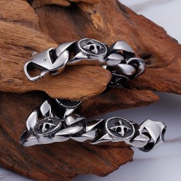 Vintage Chic Style Round Sign Cross Titanium Rannekoru Miehille