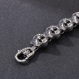 Cool Fashion Tiger Head Cross Flower Closet Titanium Bracelet Miehille