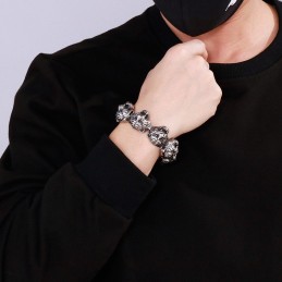 Cool Fashion Tiger Head Cross Flower Closet Titanium Bracelet Miehille