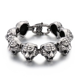 Cool Fashion Tiger Head Cross Flower Closet Titanium Bracelet Miehille