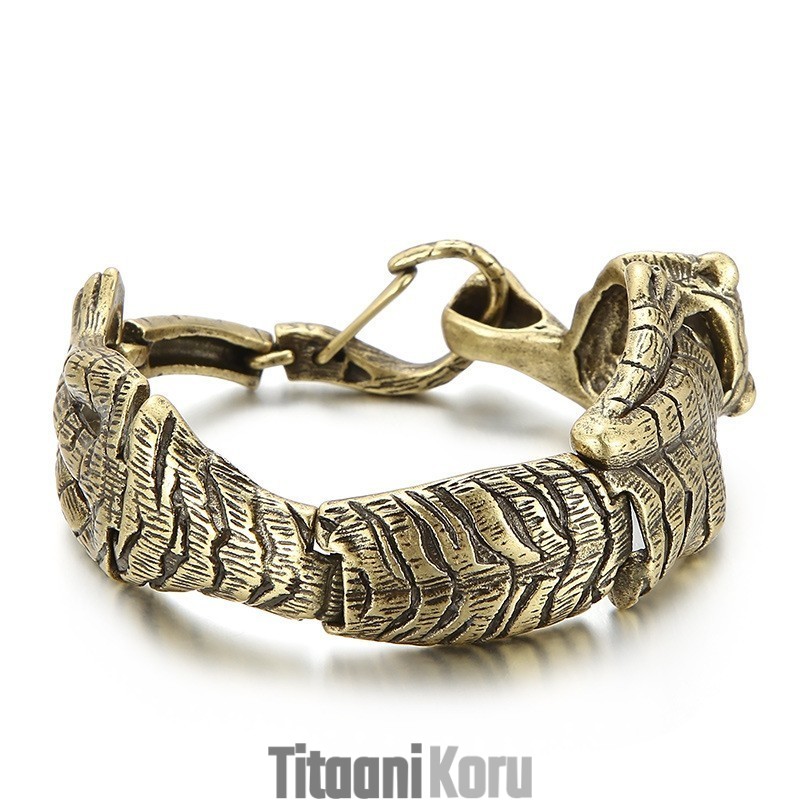Vintage Cool Antiikki Kulta Tiger Titanium Rannekoru Miehille Vintage Cool Antiikki Kulta Tiger Titanium Rannekoru Miehille