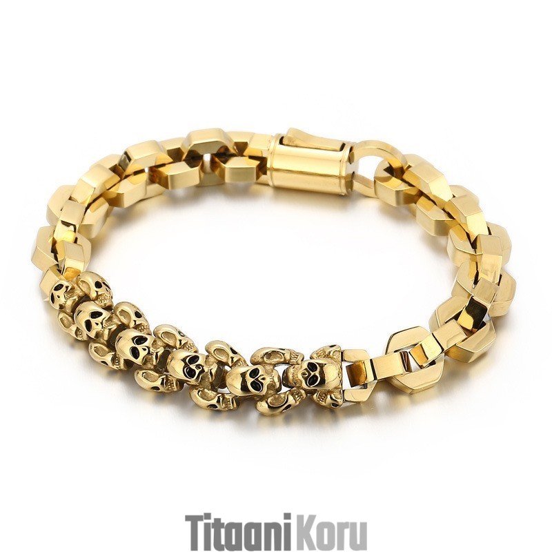 Ommeltu Kallo Monikulmainen Titaanirannekoru Miehille