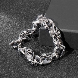 Rock Hip Hop -Tyyliset Titaanikorut Cool Double Skull -Miesten Titaanirannekoru