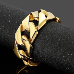 Muodikas Kultainen 31 Mm Leveä Tyylikäs Titaaninen Hiphop-Rannekoru
