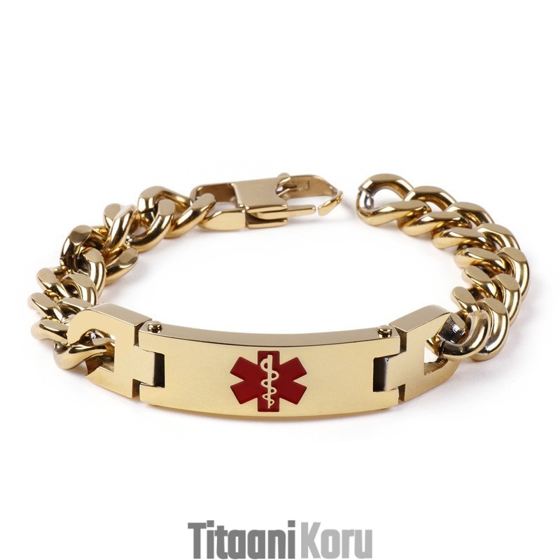Edition Fashion Curved Brand Red Medical Logo Miesten Rannekoru Titaanikorut