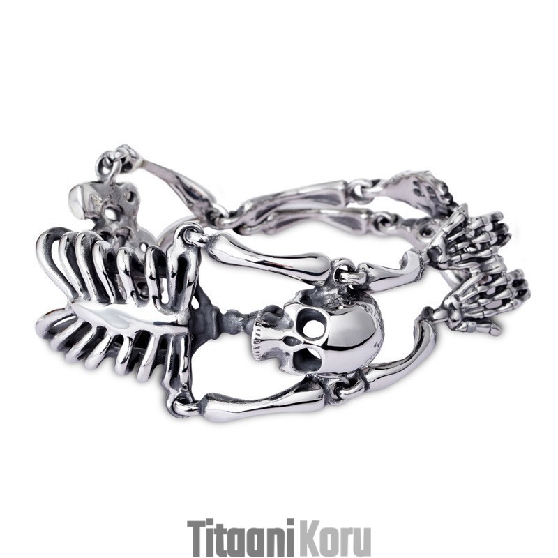 Vintage-Liioiteltu Kallo- Ja Luuaiheinen Titaanirannekoru Miehille