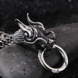 Miesten Monikerroksinen Rannekoru, Siisti Tuplalohikäärmeen Muotoinen Miesten Rannekoru, Jossa Hanalukko