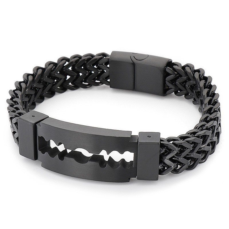 Blade Curved Brand -Tyhjiöpinnoitustitaanirannekoru Miehille Blade Curved Brand -Tyhjiöpinnoitustitaanirannekoru Miehille