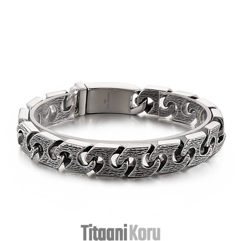 Vintage Geometrinen Tyylikäs Titaanirannekoru Miehille