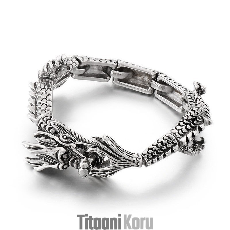 Tyylikäs Zodiac Dragon -Titaanirannekoru Miehille Tyylikäs Zodiac Dragon -Titaanirannekoru Miehille