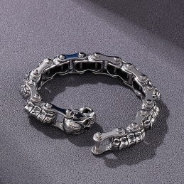 Muoti Skull Keel Machine Chain Titanium -Rannekoru Miehille