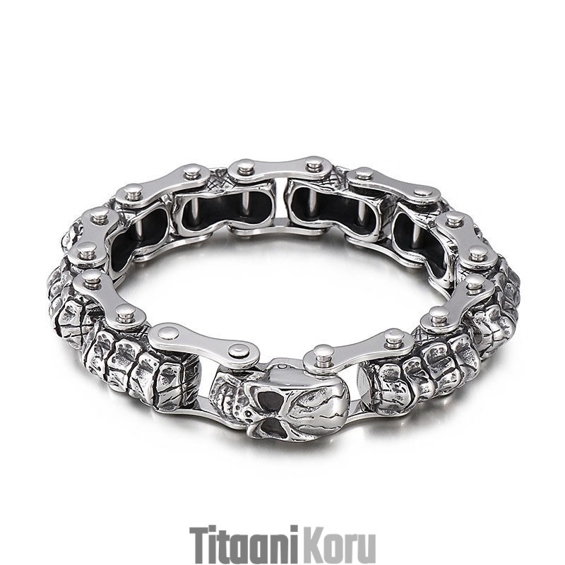 Muoti Skull Keel Machine Chain Titanium -Rannekoru Miehille Muoti Skull Keel Machine Chain Titanium -Rannekoru Miehille