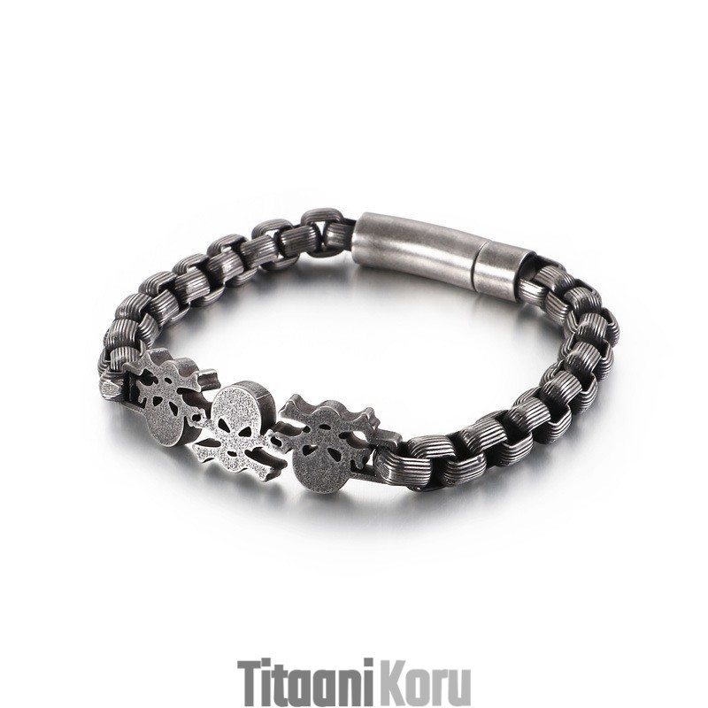 Muoti Street Style Hip-Hop Skull Miesten Titaanirannekoru