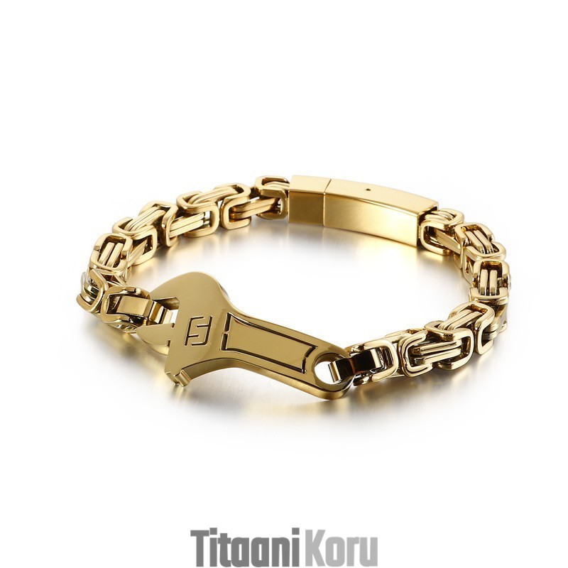 Cool Wrench Back Type -Kaareva Levyinen Miesten Titaanirannekoru Cool Wrench Back Type -Kaareva Levyinen Miesten Titaanirannekoru