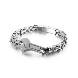 Cool Wrench Back Type -Kaareva Levyinen Miesten Titaanirannekoru