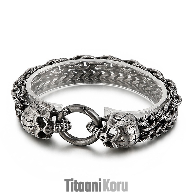 Cool Fashion Chic Skull Titanium -Rannekoru Miehille