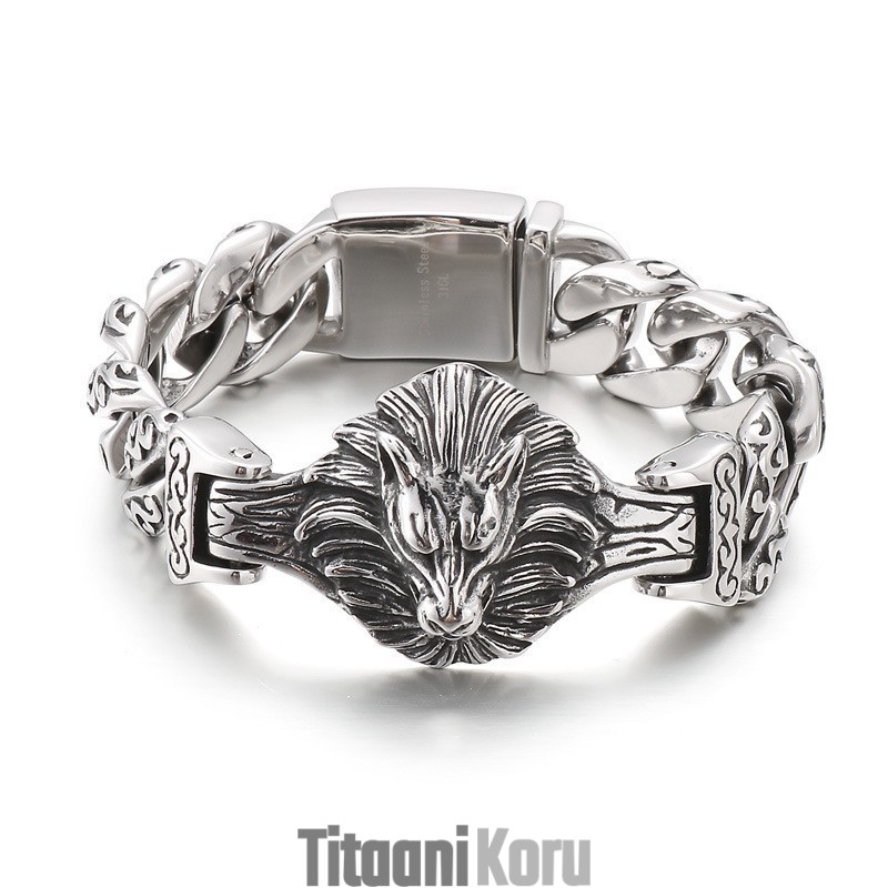 Sudenpään Kukkakuvioinen Titaanirannekoru Miehille