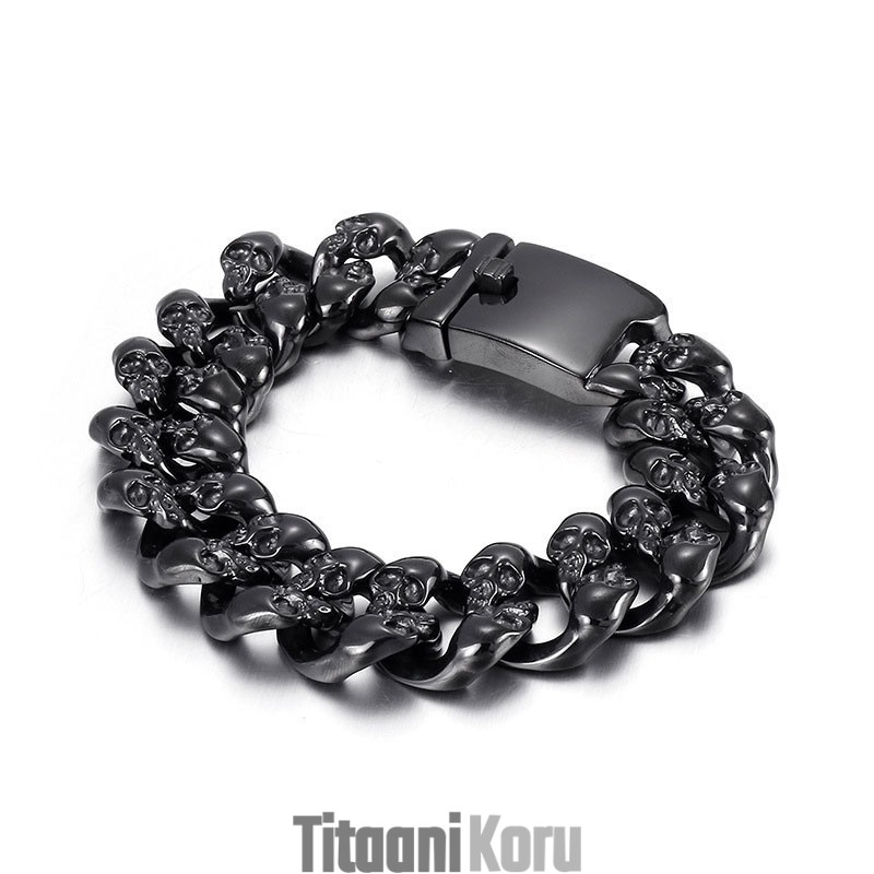 Hieno Miesten Titaanirannekoru Tuplakallolla