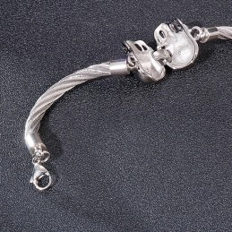 Cool Fashion Double Skull Steel Wire Miesten Titaanirannekoru