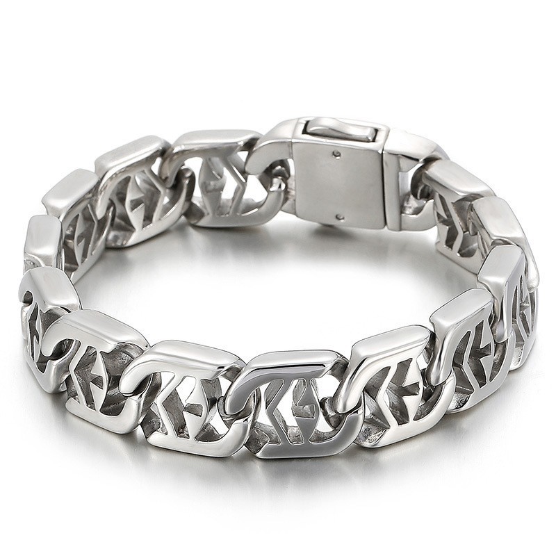 Cross Hollow Chic Style Miesten Titaanirannekoru