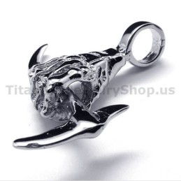 Puhtaasta Titaanista Valmistettu Käsiluukuvioinen Riipus Kirveellä - Vapaa Ketju