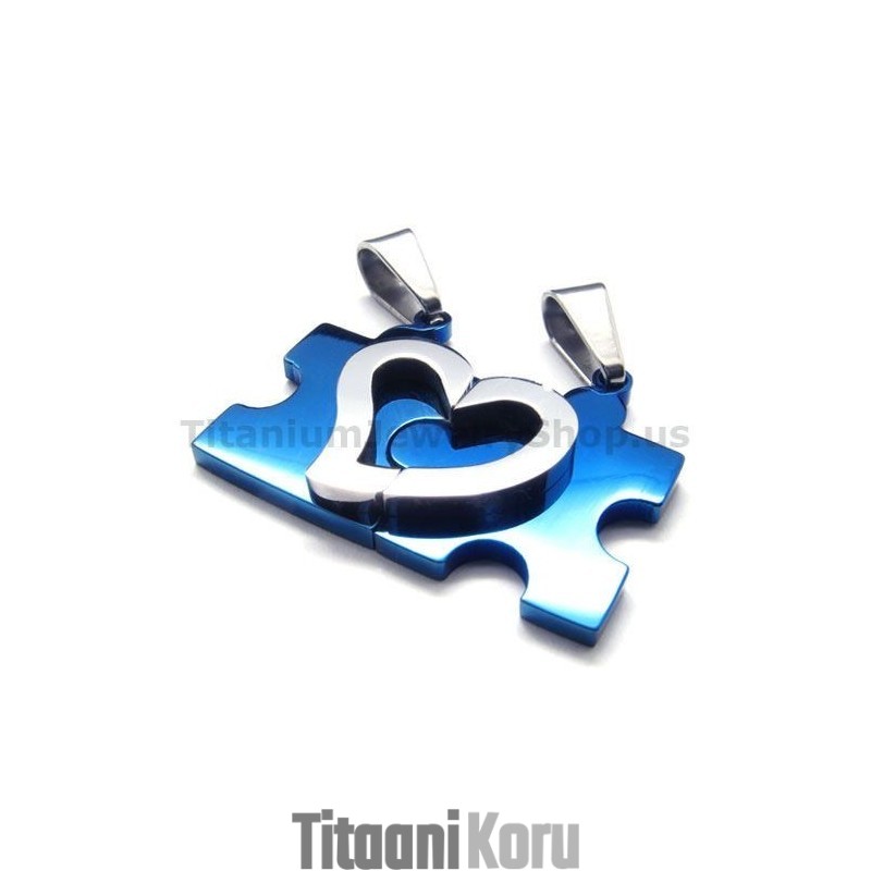 Sweetheart Jigsaw Puzzle Titaaninen Rakastavaisten Riipukset (Sininen) - Ilmaiset Ketjut Sweetheart Jigsaw Puzzle Titaaninen Rakastavaisten Riipukset (Sininen) - Ilmaiset Ketjut
