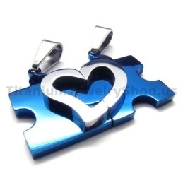 Sweetheart Jigsaw Puzzle Titaaninen Rakastavaisten Riipukset (Sininen) - Ilmaiset Ketjut