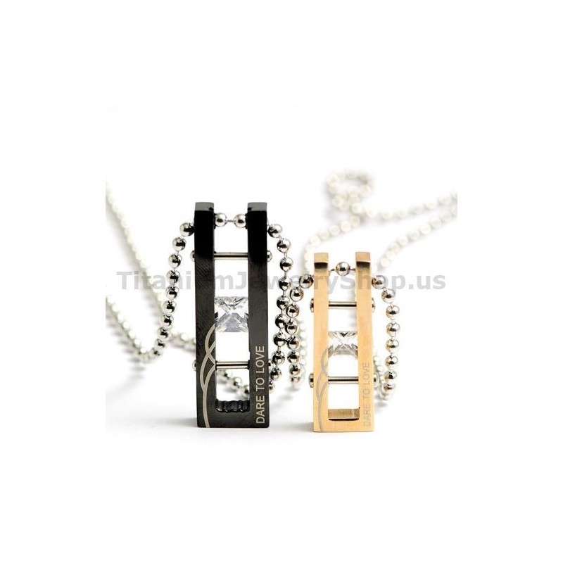 Uskalla Rakastaa Rakastavaisia Titaaniriipuksia Timanteilla Ystävänpäivälahjoiksi - Ilmaiset Ketjut