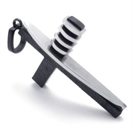 Musta Ja Hopeinen Epäsymmetrinen Muotoinen Miesten Titaaninen Ristiriipus