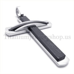 Muoti Kaksikerroksinen Musta Titaaniristiriipus