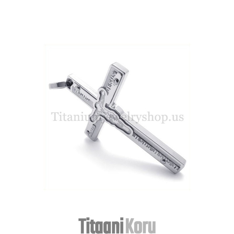 Kaiverrettu Jeesus-Titaaniristiriipus Kaiverrettu Jeesus-Titaaniristiriipus
