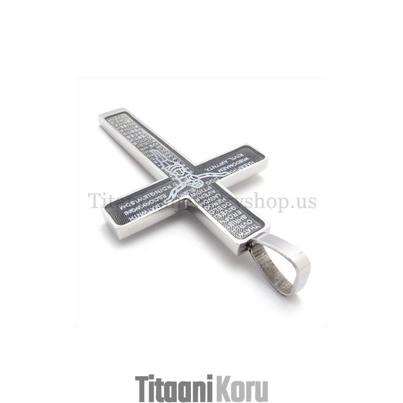 Kaiverrettu Jeesus-Kuvio Ja Raamatun Muoti Titaaniristiriipus Kaiverrettu Jeesus-Kuvio Ja Raamatun Muoti Titaaniristiriipus