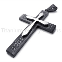 Uusi Kaksikerroksinen Musta Risti Titaaniriipus