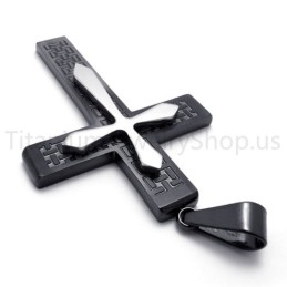 Uusi Kaksikerroksinen Musta Risti Titaaniriipus