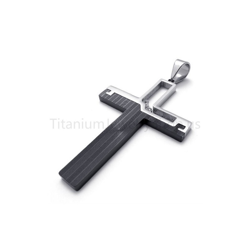 Uusi Musta Ontto Risti Titaaniriipus