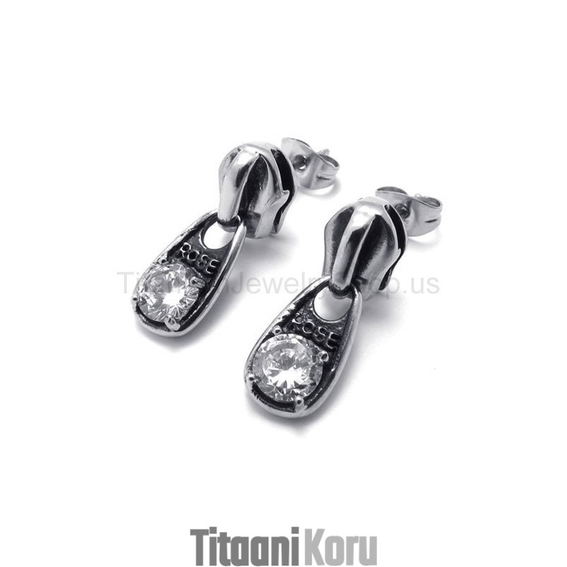 Valkoinen Timanttiretro Titaanikorvakorut