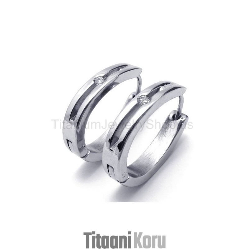 Hopeiset Smart Titanium -Upotustetut Timanttikorvakorut Hopeiset Smart Titanium -Upotustetut Timanttikorvakorut