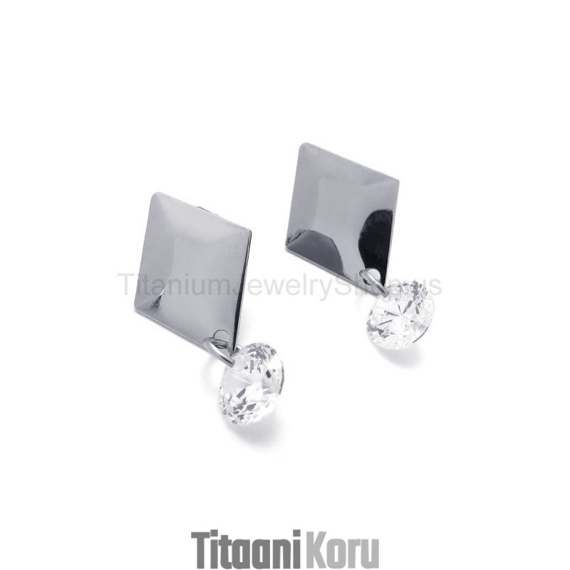 Hopeiset Timantti-Titaanikorvakorut Hopeiset Timantti-Titaanikorvakorut