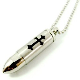 Mies Solid Cross Bullet Titanium Steel -Kaulakoru, Lahjaidea (Ilmainen Ketju)