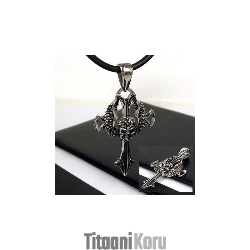 Cool Man Skull Cross -Riipus, Puhdasta Titaania, Vapaa Ketju Cool Man Skull Cross -Riipus, Puhdasta Titaania, Vapaa Ketju