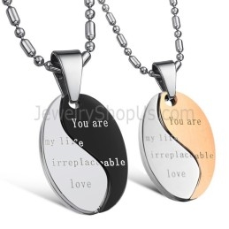 Titaanimusta Ja Ruusukultainen "You Are My Life Irreplaceable Love" -Riipukset Ilmaisilla Ketjuilla C628
