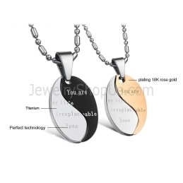Titaanimusta Ja Ruusukultainen "You Are My Life Irreplaceable Love" -Riipukset Ilmaisilla Ketjuilla C628