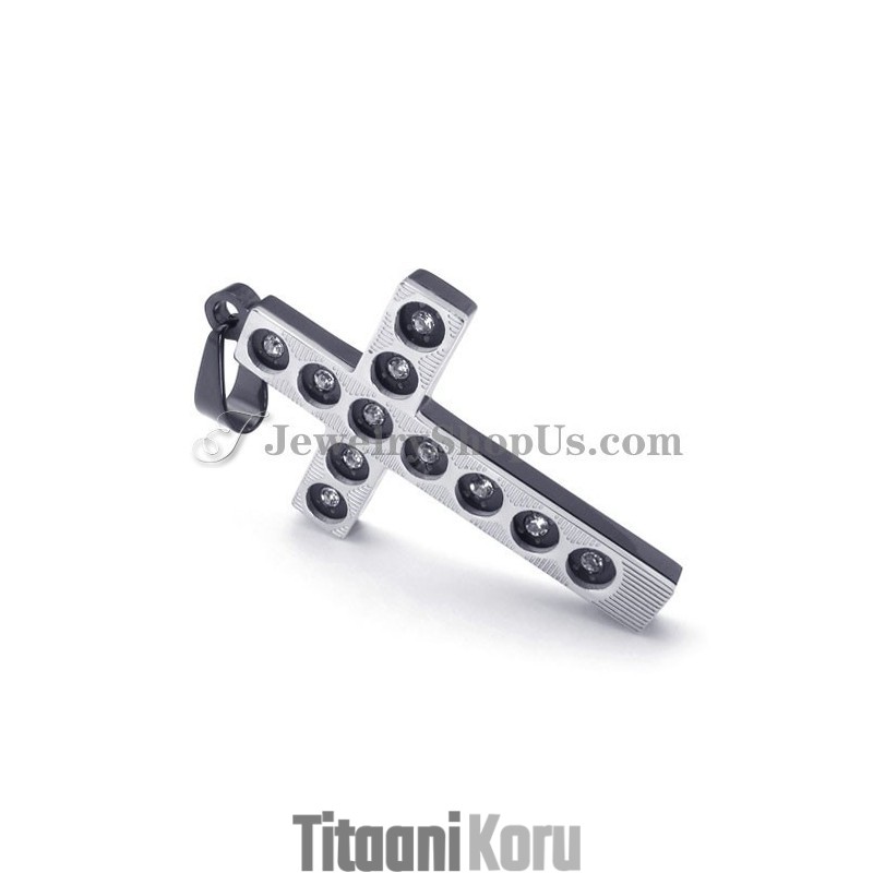 Elegantti Musta Risti Titaaniriipus Strasseilla Elegantti Musta Risti Titaaniriipus Strasseilla