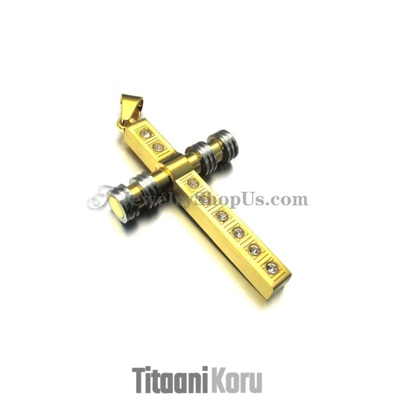 Upea Kultainen Titaaniristiriipus Strasseilla Upea Kultainen Titaaniristiriipus Strasseilla