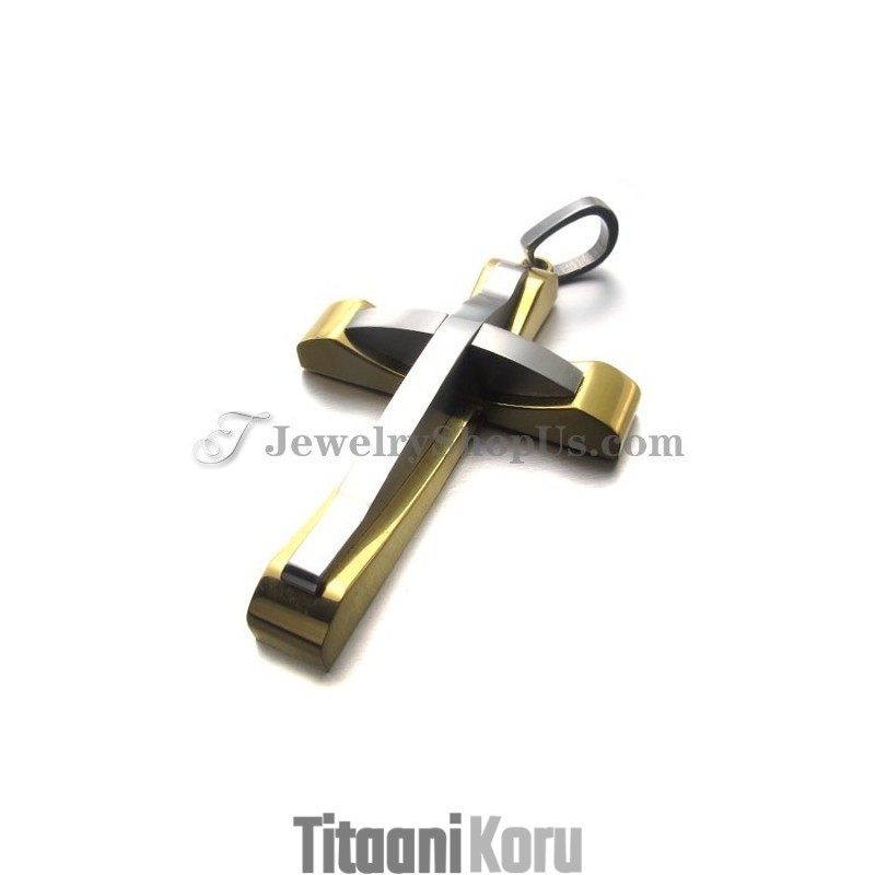 Elegantti Titaaninen Kultainen Ristiriipus Elegantti Titaaninen Kultainen Ristiriipus