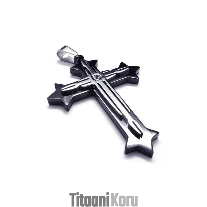 Miesten Musta Puhdasta Titaania Oleva Ristiriipuskaulakoru (Uusi)