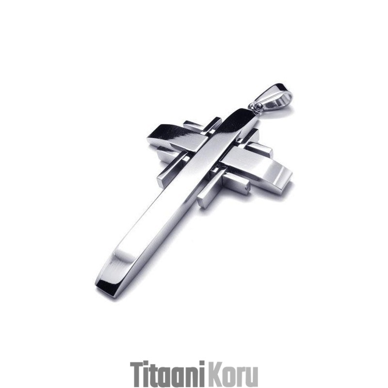 Miesten Hopeinen Puhdasta Titaania Oleva Ristiriipuskaulakoru (Uusi)